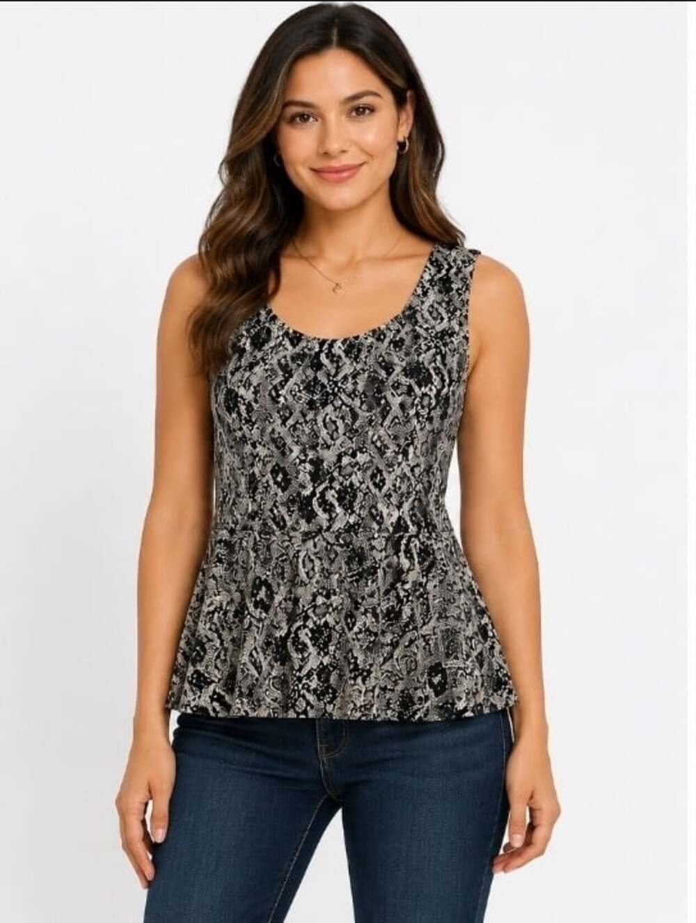 Anthropologie Everleigh Metallic peplum tank top women’s Small Excellent T90
